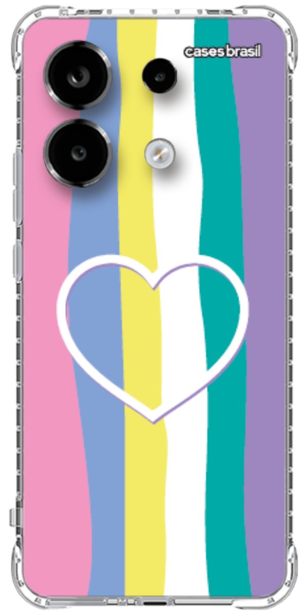 Capinha para Celular Arco-íris com Coração