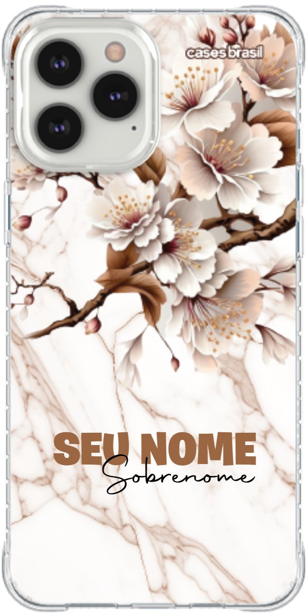 Capinha para Celular Mármore Sépia Floral