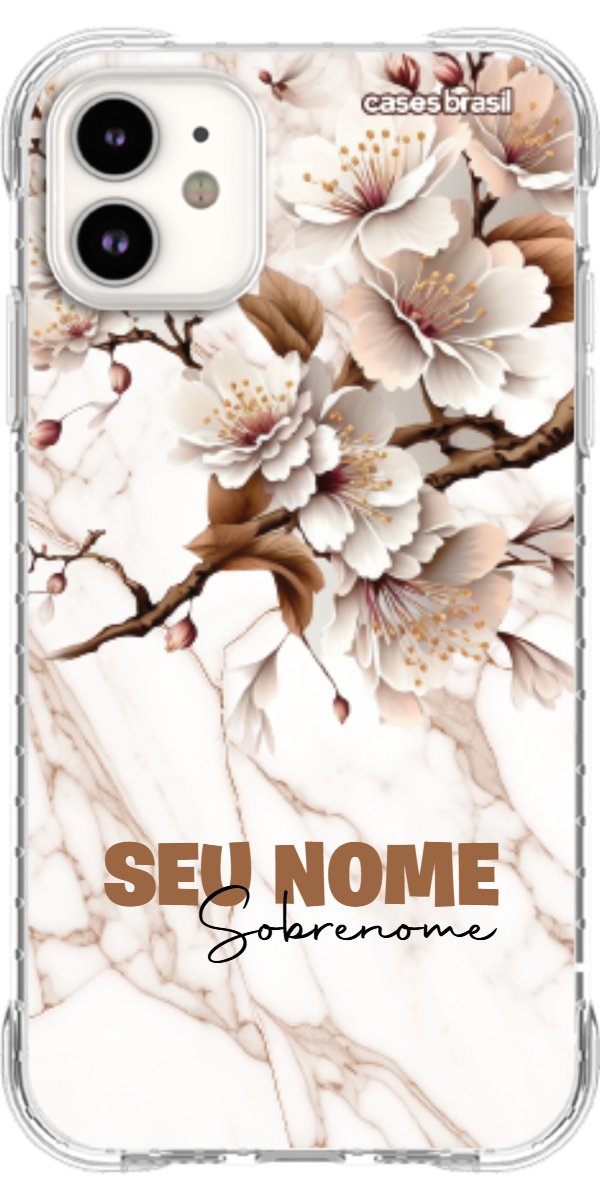 Capinha para Celular Mármore Sépia Floral