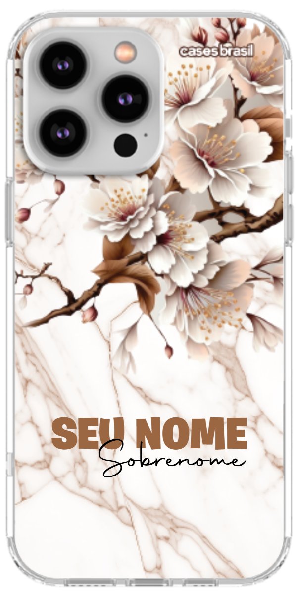 Capinha para Celular Mármore Sépia Floral
