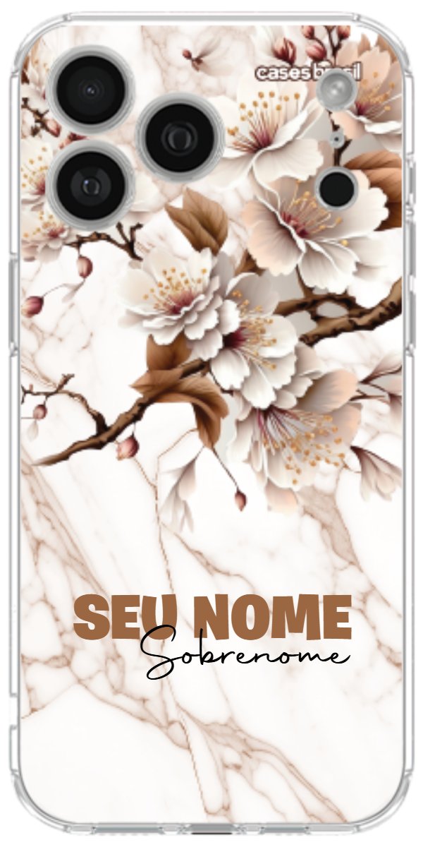 Capinha para Celular Mármore Sépia Floral