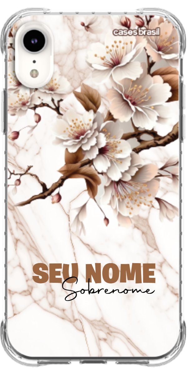 Capinha para Celular Mármore Sépia Floral