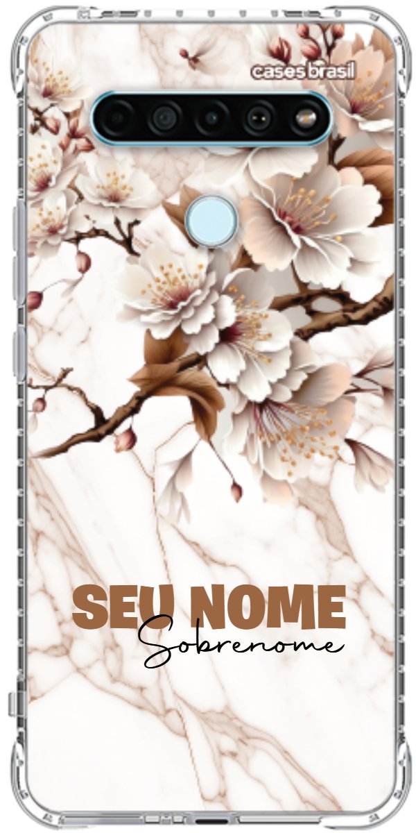 Capinha para Celular Mármore Sépia Floral