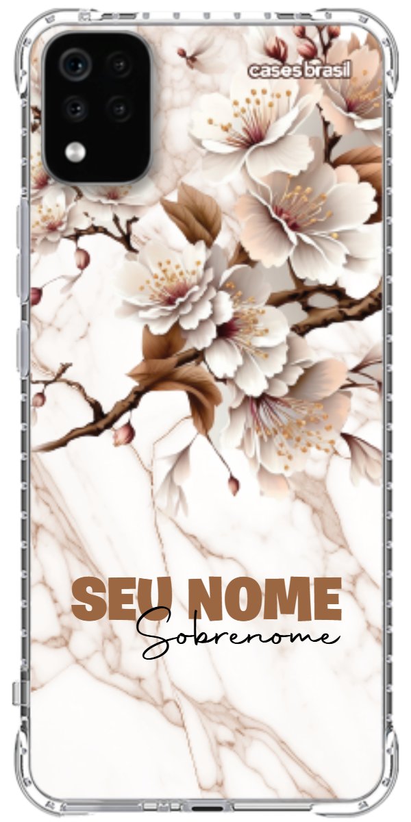 Capinha para Celular Mármore Sépia Floral