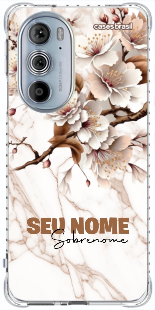 Capinha para Celular Mármore Sépia Floral