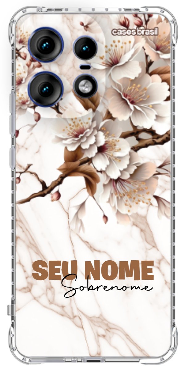 Capinha para Celular Mármore Sépia Floral
