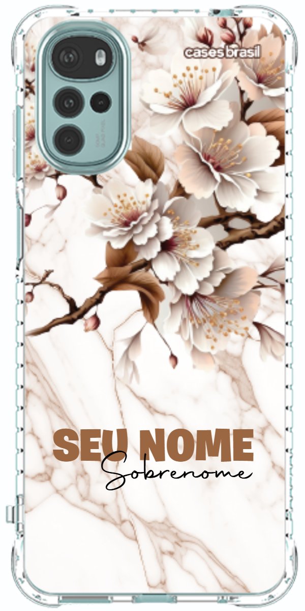 Capinha para Celular Mármore Sépia Floral