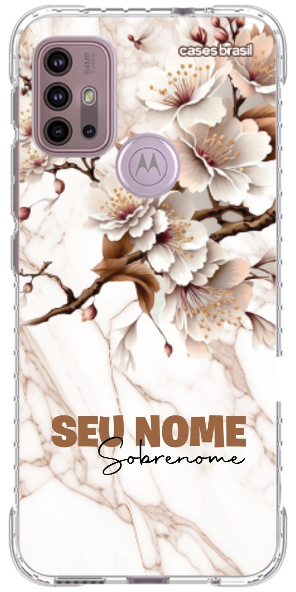 Capinha para Celular Mármore Sépia Floral