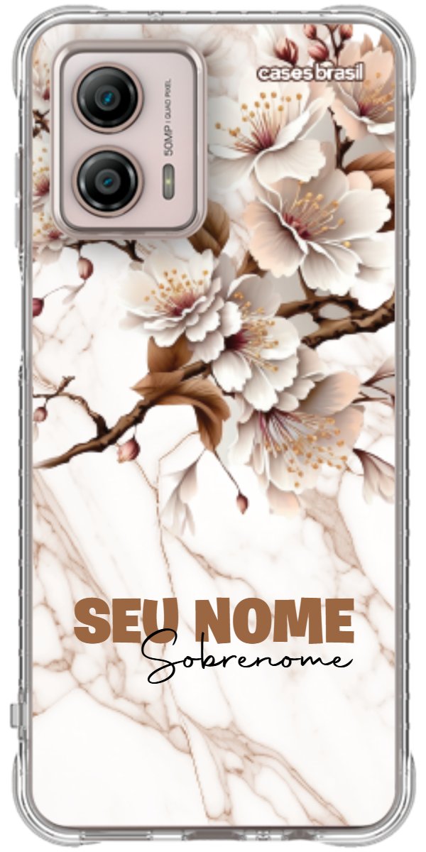 Capinha para Celular Mármore Sépia Floral