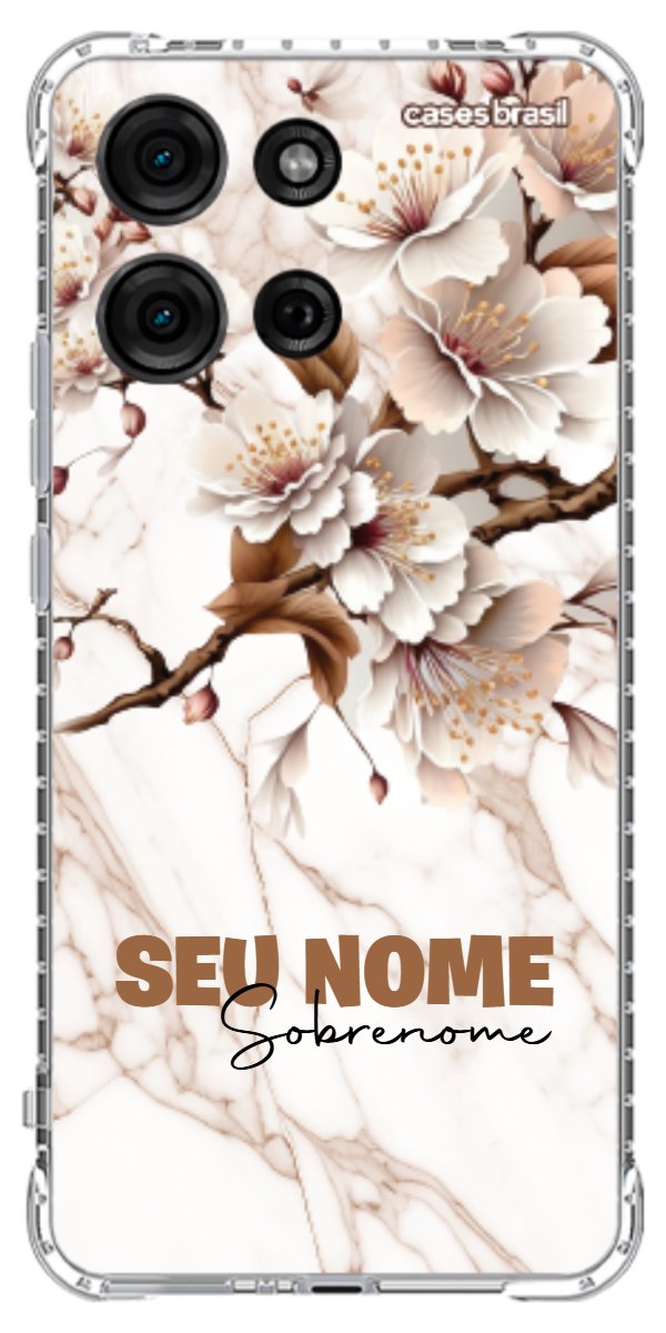 Capinha para Celular Mármore Sépia Floral