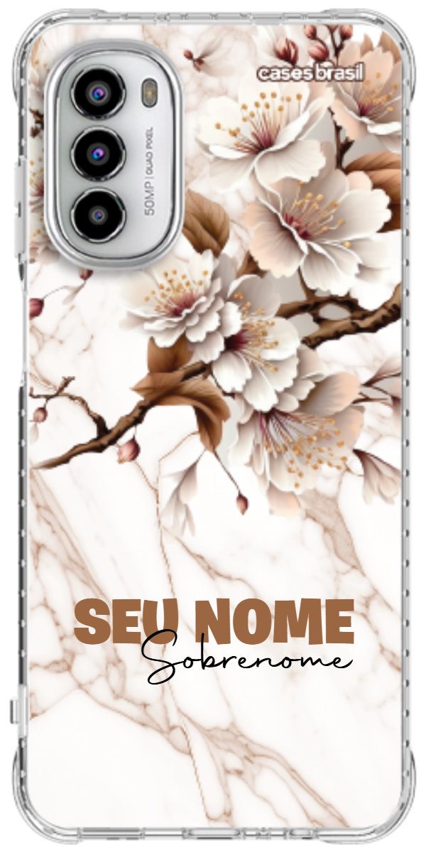 Capinha para Celular Mármore Sépia Floral