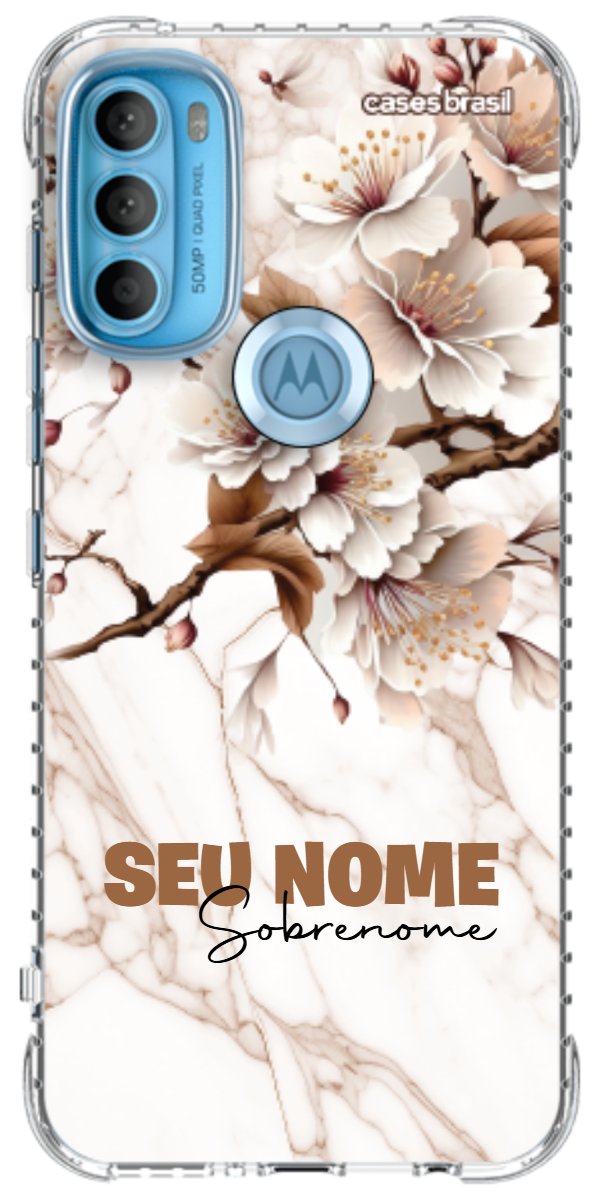 Capinha para Celular Mármore Sépia Floral