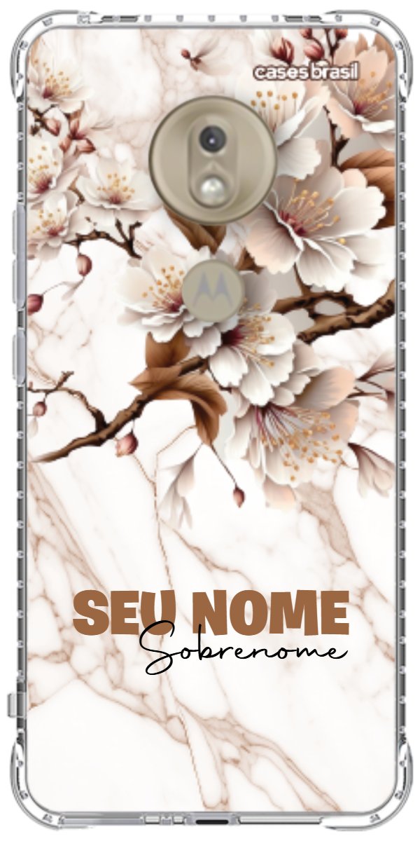 Capinha para Celular Mármore Sépia Floral