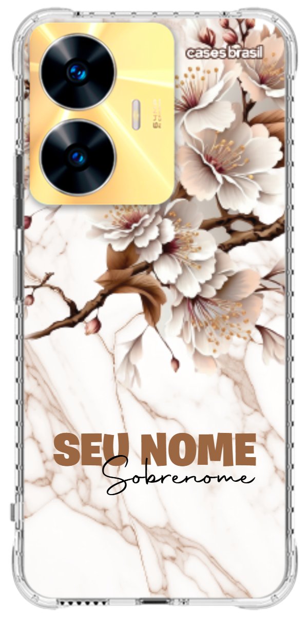 Capinha para Celular Mármore Sépia Floral