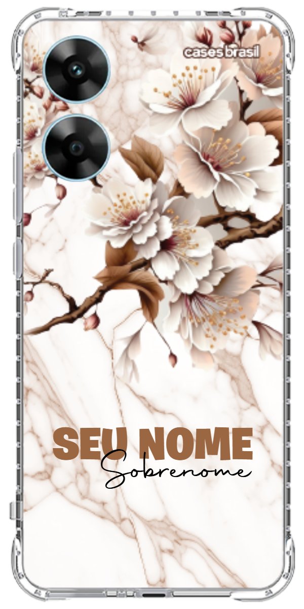 Capinha para Celular Mármore Sépia Floral