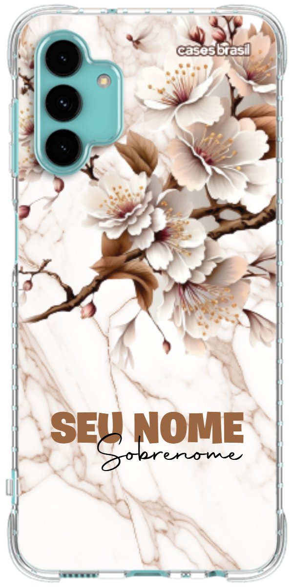 Capinha para Celular Mármore Sépia Floral