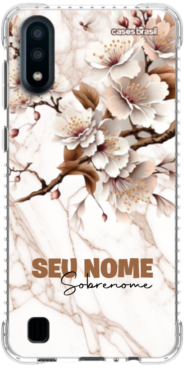 Capinha para Celular Mármore Sépia Floral