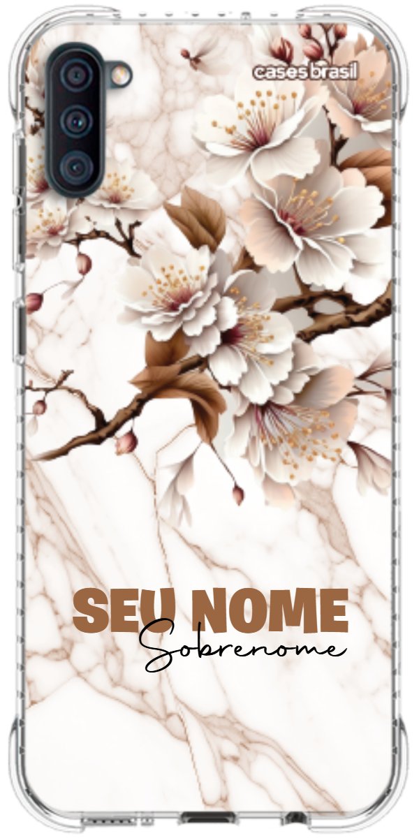 Capinha para Celular Mármore Sépia Floral