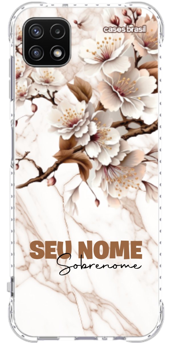 Capinha para Celular Mármore Sépia Floral