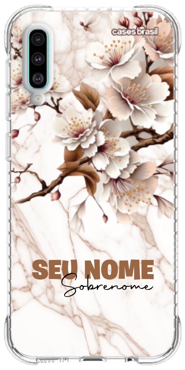 Capinha para Celular Mármore Sépia Floral