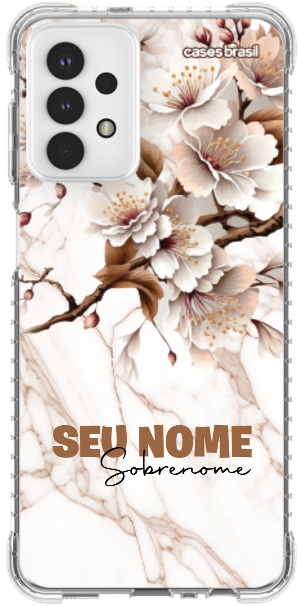 Capinha para Celular Mármore Sépia Floral