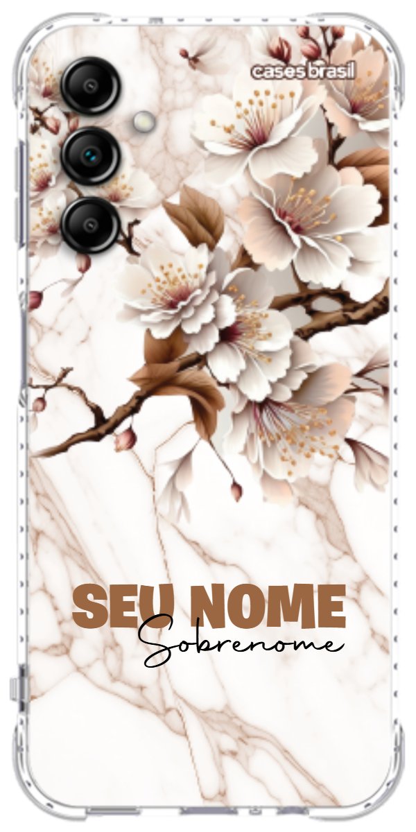 Capinha para Celular Mármore Sépia Floral