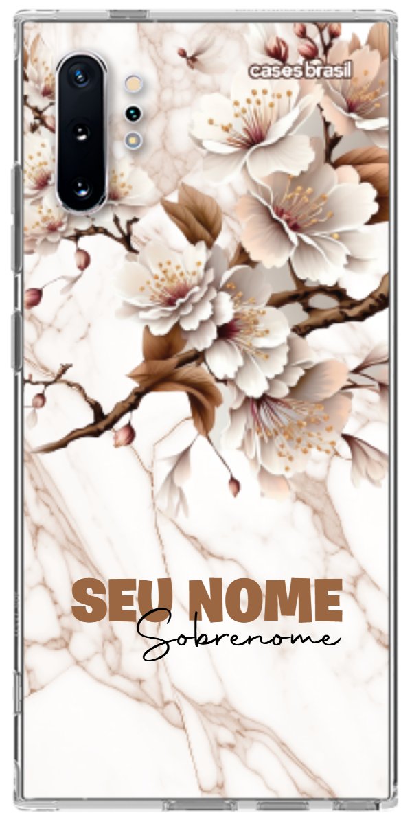 Capinha para Celular Mármore Sépia Floral