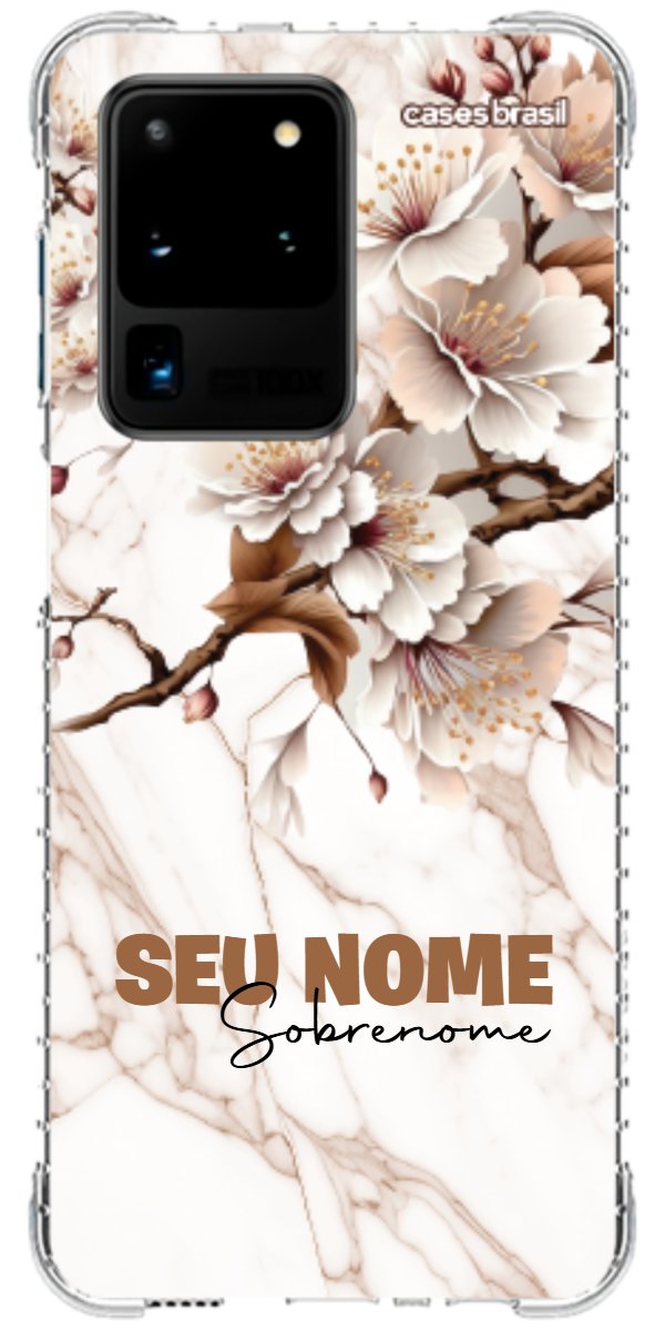 Capinha para Celular Mármore Sépia Floral