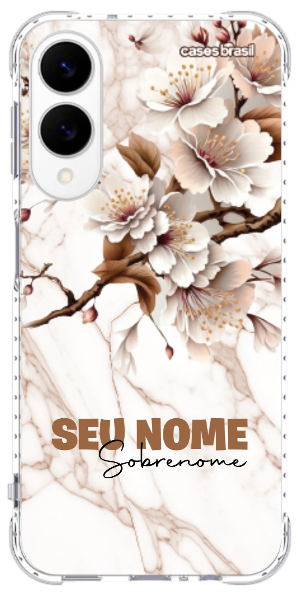 Capinha para Celular Mármore Sépia Floral