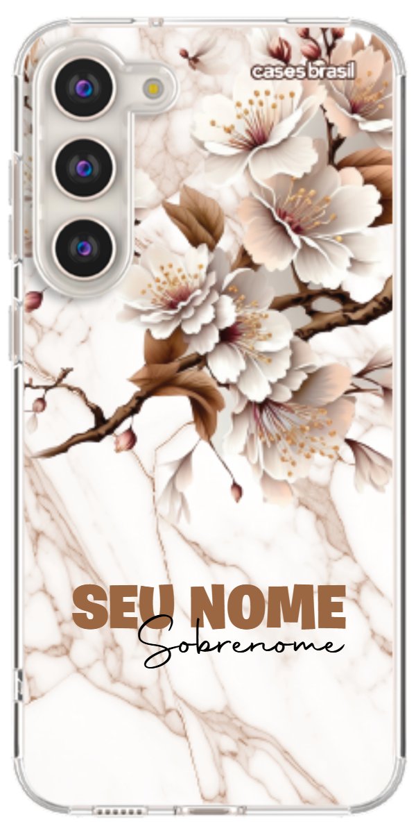 Capinha para Celular Mármore Sépia Floral