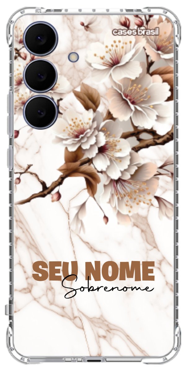 Capinha para Celular Mármore Sépia Floral