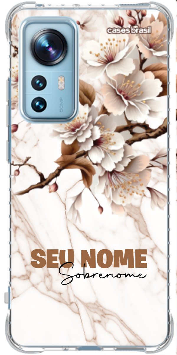 Capinha para Celular Mármore Sépia Floral