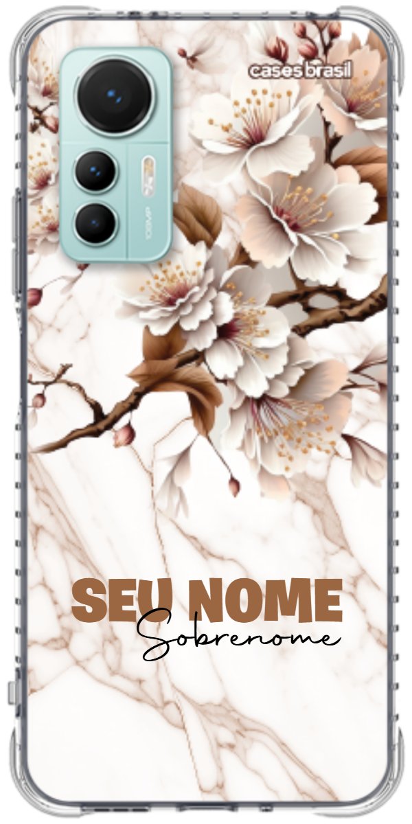 Capinha para Celular Mármore Sépia Floral