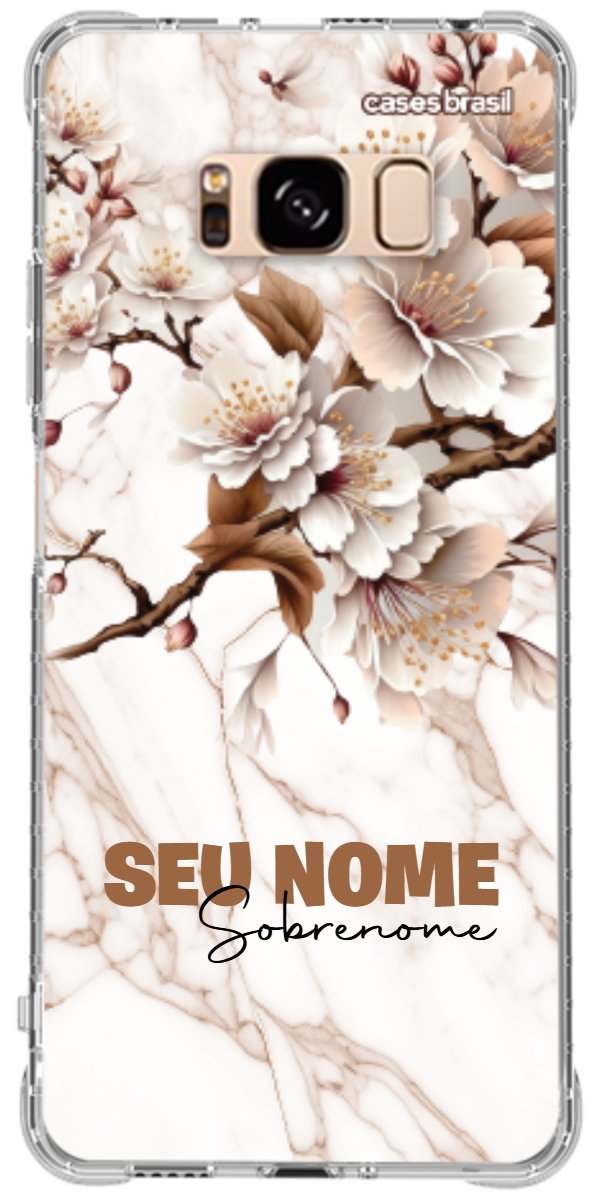 Capinha para Celular Mármore Sépia Floral