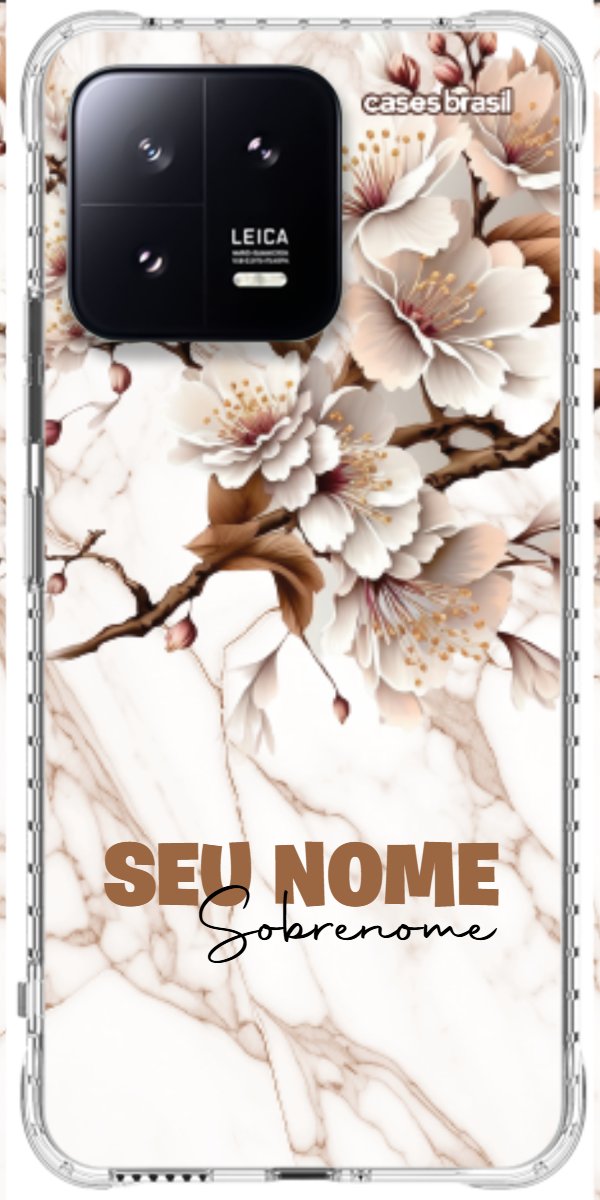 Capinha para Celular Mármore Sépia Floral