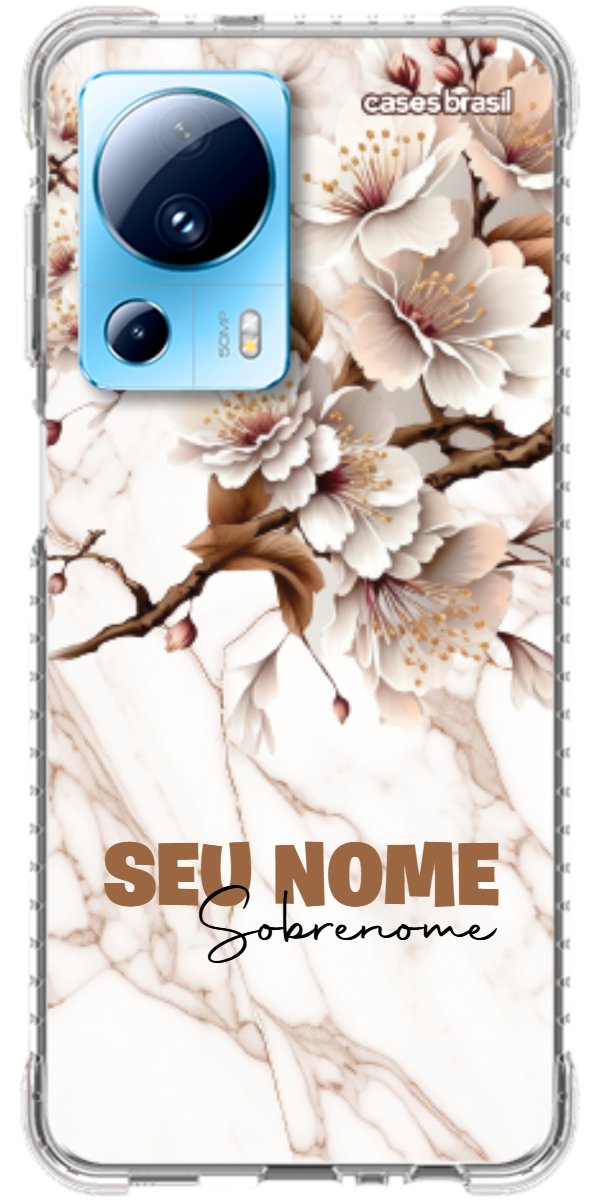 Capinha para Celular Mármore Sépia Floral