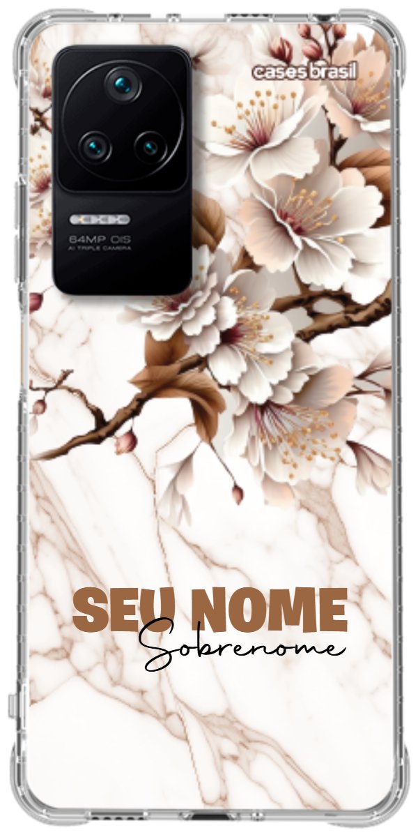 Capinha para Celular Mármore Sépia Floral