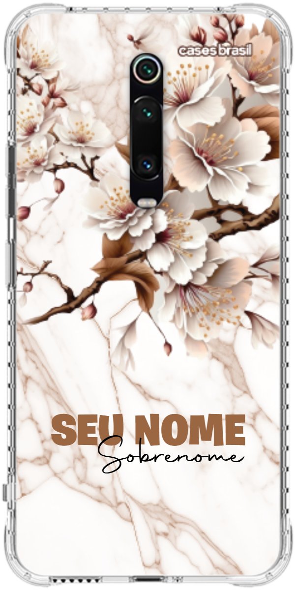 Capinha para Celular Mármore Sépia Floral