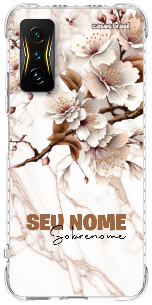 Capinha para Celular Mármore Sépia Floral