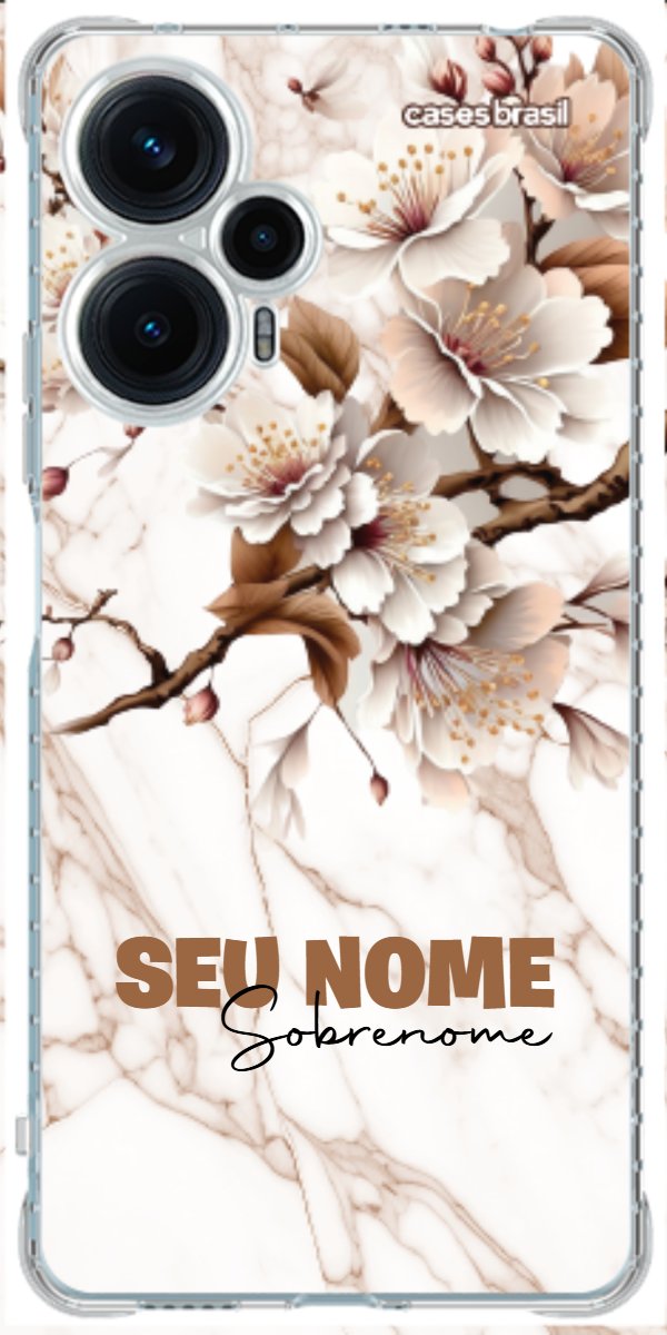 Capinha para Celular Mármore Sépia Floral