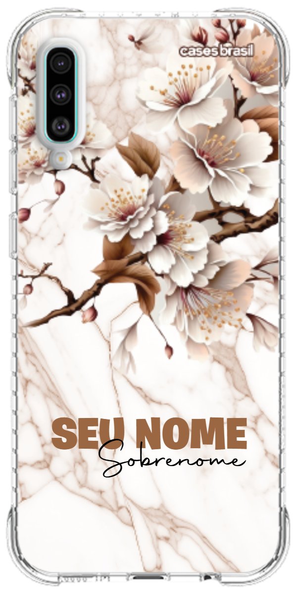 Capinha para Celular Mármore Sépia Floral