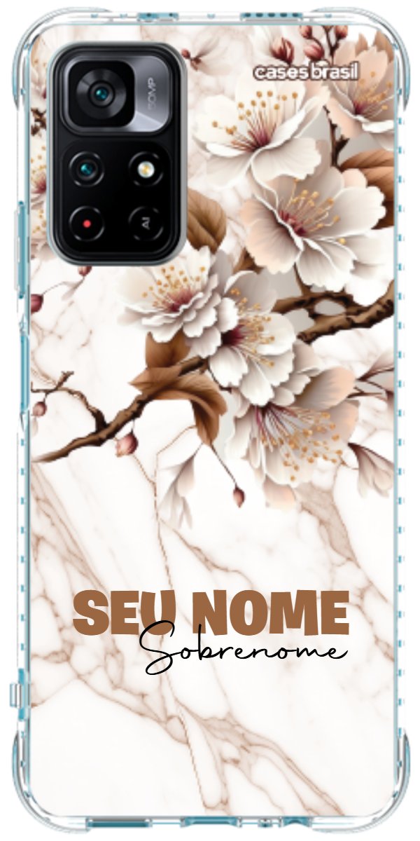 Capinha para Celular Mármore Sépia Floral