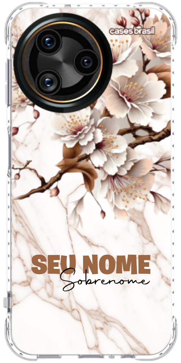 Capinha para Celular Mármore Sépia Floral