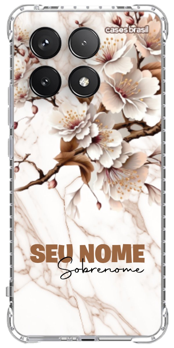 Capinha para Celular Mármore Sépia Floral