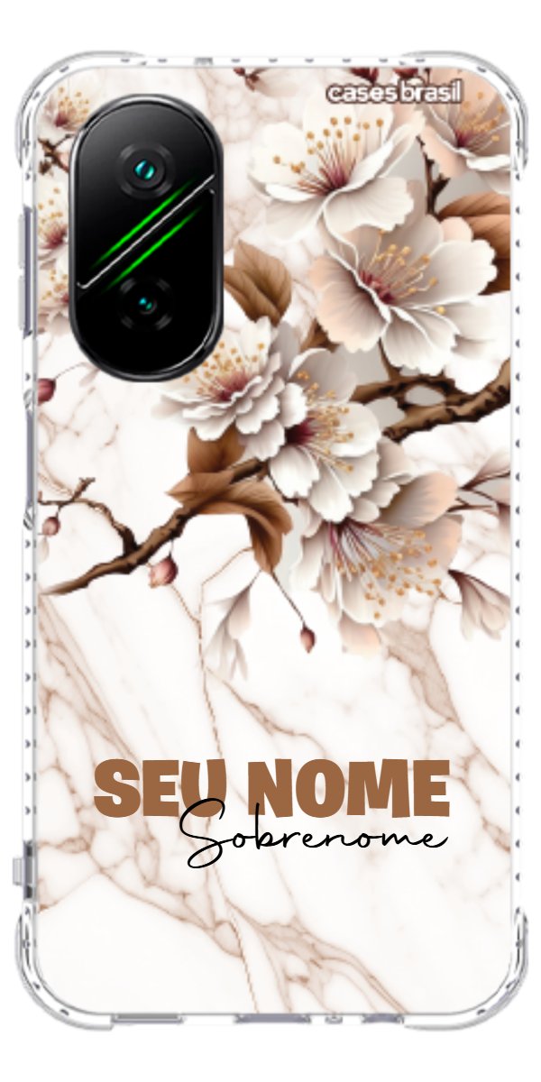 Capinha para Celular Mármore Sépia Floral