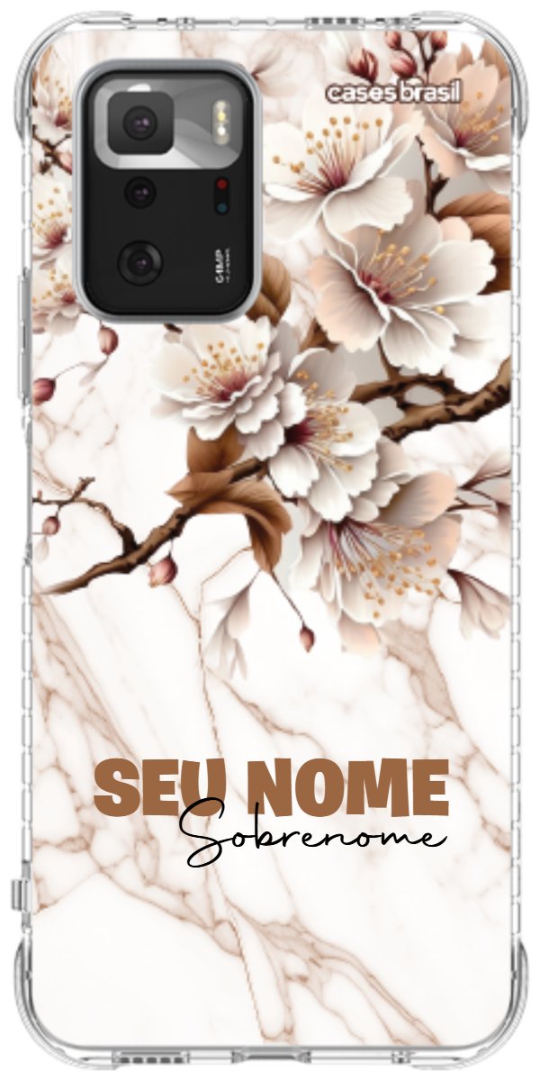 Capinha para Celular Mármore Sépia Floral