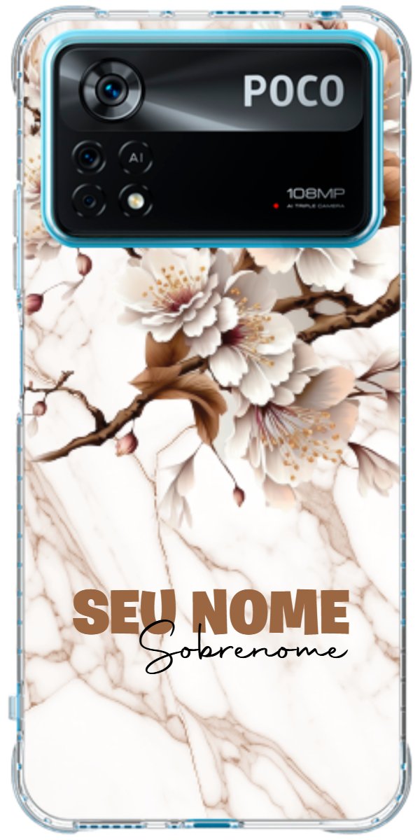 Capinha para Celular Mármore Sépia Floral