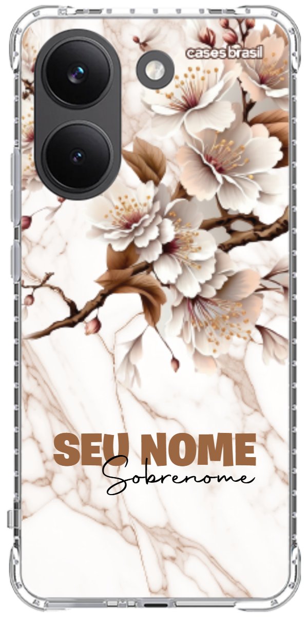 Capinha para Celular Mármore Sépia Floral