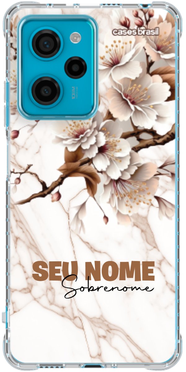 Capinha para Celular Mármore Sépia Floral