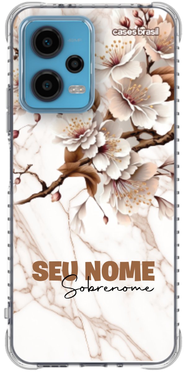 Capinha para Celular Mármore Sépia Floral